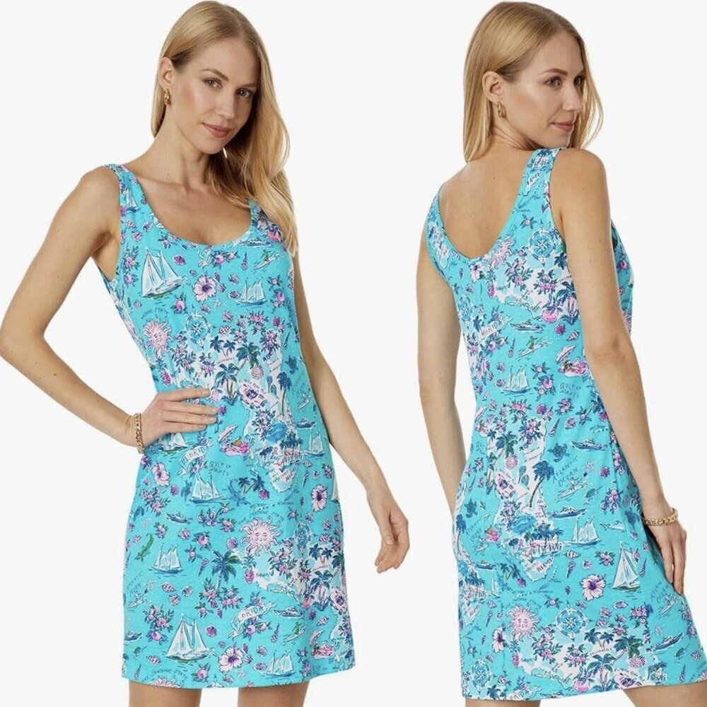 Lilly Pulitzer Newberri Amalfi Blue Lillys Roadtrip Tank Mini Dress 41228